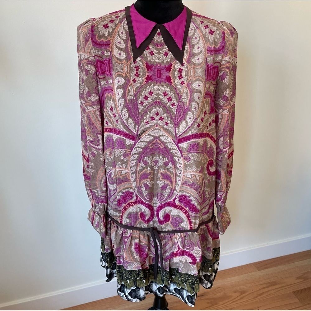 Just Cavalli Multicolor Paisley Silk Long Sleeve Button Back Long Sleeve Dress 8